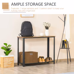 HOMCOM 2-Tier Console Table Side Table w/ Mesh Shelf Entryway Hallway Furniture