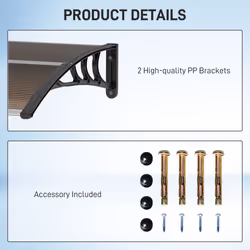 Outsunny Outdoor Window Door Canopy Fixed Awning Porch UV Water Cover Brown - Additional view 4
