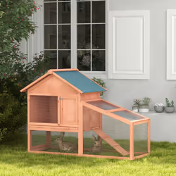 Pawhut Wood Rabbit,Bunny,Guinea Pig Hutch Water-Resistant w/ Ramp Outdoor Use