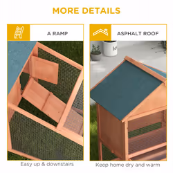 Pawhut Wood Rabbit,Bunny,Guinea Pig Hutch Water-Resistant w/ Ramp Outdoor Use - Additional view 5