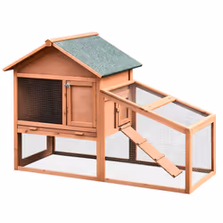 Pawhut Wood Rabbit,Bunny,Guinea Pig Hutch Water-Resistant w/ Ramp Outdoor Use - Additional view 8