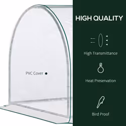 Outsunny Tunnel Greenhouse Grow House Steel Frame PVC Transparent 250x100x80 cm