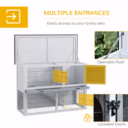PawHut Rabbit Hutch w/ Removable Tray Openable Top for Indoors & Outdoors Grey - Additional view 5