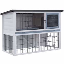 PawHut Rabbit Hutch w/ Removable Tray Openable Top for Indoors & Outdoors Grey - Additional view 6