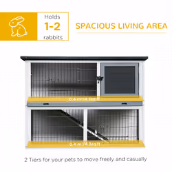 PawHut Rabbit Hutch w/ Removable Tray Openable Top for Indoors & Outdoors Grey - Additional view 8