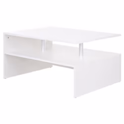 HOMCOM 2 Tier Coffee/End Table Modern Design w/Open Shelf Living Room White