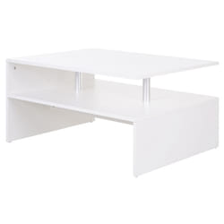 HOMCOM 2 Tier Coffee/End Table Modern Design w/Open Shelf Living Room White