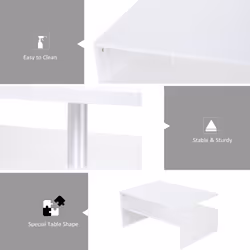 HOMCOM 2 Tier Coffee/End Table Modern Design w/Open Shelf Living Room White