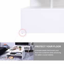 HOMCOM 2 Tier Coffee/End Table Modern Design w/Open Shelf Living Room White - Additional view 5