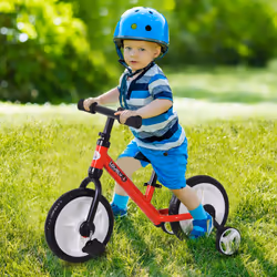 HOMCOM Kids Balance Training Bike Toy w/ Stabilizers For Child 2-5 Years Red