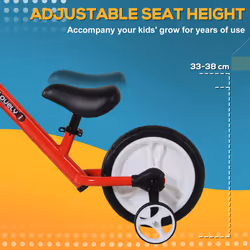 HOMCOM Kids Balance Training Bike Toy w/ Stabilizers For Child 2-5 Years Red