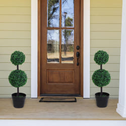Outsunny 2 PCS Artificial Double Ball Tree w/ Pot Home Decoration 15cm