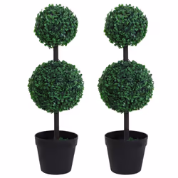 Outsunny 2 PCS Artificial Double Ball Tree w/ Pot Home Decoration 15cm - Additional view 5