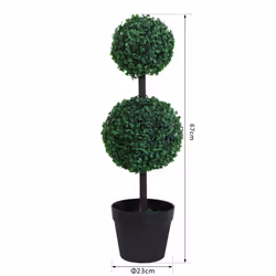 Outsunny 2 PCS Artificial Double Ball Tree w/ Pot Home Decoration 15cm - Additional view 6