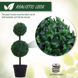 Outsunny 2 PCS Artificial Double Ball Tree w/ Pot Home Decoration 15cm - Additional view 8
