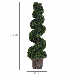 Outsunny 2 Pack Artificial Boxwood Spiral Tree Decorative Plant w/ Nursery Pot - Additional view 7