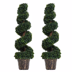 Outsunny 2 Pack Artificial Boxwood Spiral Tree Decorative Plant w/ Nursery Pot - Additional view 8