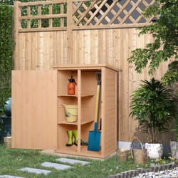 Outsunny Garden Shed Outdoor Tool Storage w/ 2 Shelve 75 x 56 x115cm Natural
