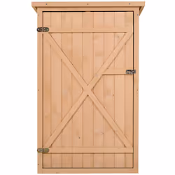 Outsunny Garden Shed Outdoor Tool Storage w/ 2 Shelve 75 x 56 x115cm Natural - Additional view 4
