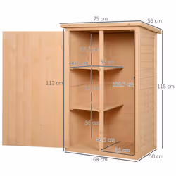 Outsunny Garden Shed Outdoor Tool Storage w/ 2 Shelve 75 x 56 x115cm Natural - Additional view 7
