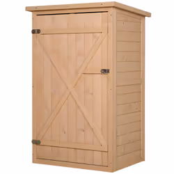 Outsunny Garden Shed Outdoor Tool Storage w/ 2 Shelve 75 x 56 x115cm Natural - Additional view 8