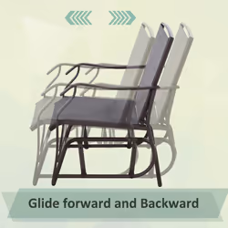 Outsunny 3 PCS Outdoor Sling Fabric Rocking Glider Chair w/ Table Set Grey - Additional view 4