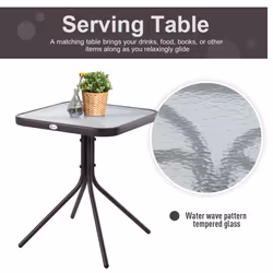 Outsunny 3 PCS Outdoor Sling Fabric Rocking Glider Chair w/ Table Set Grey - Additional view 5