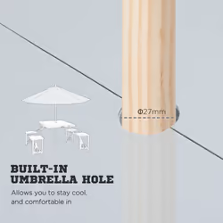Outsunny Picnic Table Chair Set 4 Seat Aluminium PP W/ 2.7cm Umbrella Hole