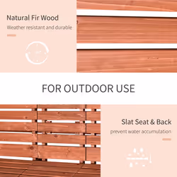 Outsunny Convertable 3-Seater Wood Bench Table Garden w/ Armrests Orange