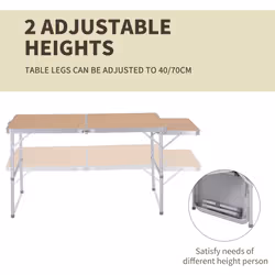 Outsunny 4ft Aluminium Picnic Table w/Side Desktop Outdoor BBQ Party Portable