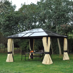 Outsunny 4 x 3.6m Hardtop Gazebo Canopy w/ Polycarbonate Roof & Aluminium Frame