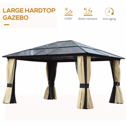 Outsunny 4 x 3.6m Hardtop Gazebo Canopy w/ Polycarbonate Roof & Aluminium Frame