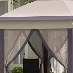Outsunny 3x4m Hexagon Gazebo w/ Mesh Curtains Outdoor Garden, Beige - Additional view 7