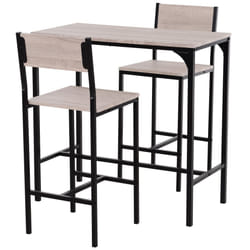HOMCOM 3 Pack Table Stool Set Industrial Design Metal Frame Oak Tone