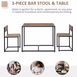 HOMCOM 3 Pcs Table Stool Set Dining Room Bar Modern Style Furniture - Additional view 4