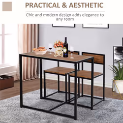 HOMCOM 3 Pcs Table Stool Set Dining Room Bar Modern Style Furniture - Additional view 5