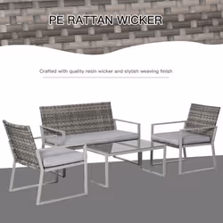 Outsunny 4PCS Outdoor Patio PE Rattan Wicker Sofa Chaise Lounge Furniture Set - Additional view 7