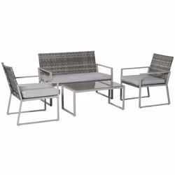 Outsunny 4PCS Outdoor Patio PE Rattan Wicker Sofa Chaise Lounge Furniture Set - Additional view 8