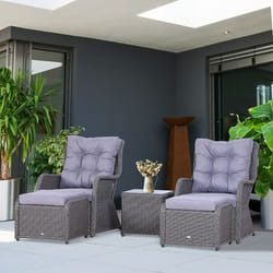 Outsunny Garden Sofa Chair & Stool Table Set Patio Wicker Weave Furniture Set