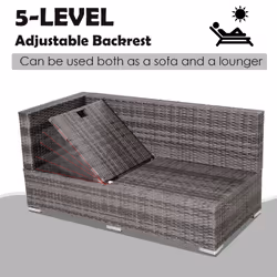 Outsunny Rattan Garden Sofa Set Storage Table Wicker Patio Lounger 4-Seater Grey - Additional view 5