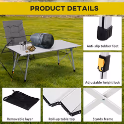 Outsunny Portable Roll-up Aluminium Folding Picnic Table Outdoor BBQ Party - Additional view 4