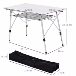 Outsunny Portable Roll-up Aluminium Folding Picnic Table Outdoor BBQ Party - Additional view 7