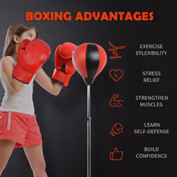 HOMCOM Adjust Kids Training Boxing Punching Ball Bag Boxing Punching w/ Gloves