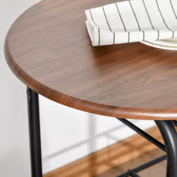 HOMCOM 3-Piece Bar Table Set 2 Stools Industrial Dining Room W/ Storage Shelf - Additional view 6