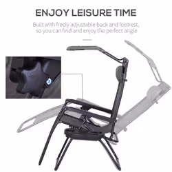 Outsunny Zero Gravity Chair Adjustable Patio Lounge w/ Cup Holder Light Grey - Additional view 7
