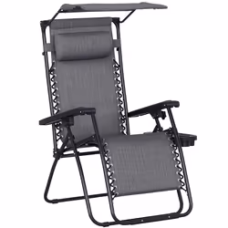 Outsunny Zero Gravity Chair Adjustable Patio Lounge w/ Cup Holder Light Grey - Additional view 8