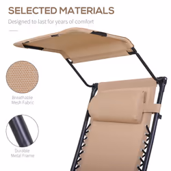 Outsunny Zero Gravity Chair Adjustable Patio Lounge w/ Cup Holder Beige