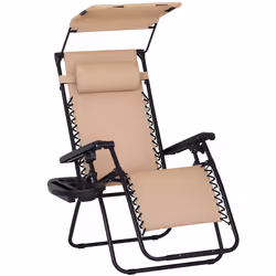 Outsunny Zero Gravity Chair Adjustable Patio Lounge w/ Cup Holder Beige - Additional view 8