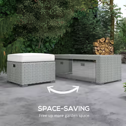 Outsunny 6pc Padded Outdoor Rattan Wicker 3-Seat Sofa Recliner Footstool Table - Additional view 6