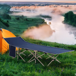 Outsunny Single Portable Outdoor Military Sleeping Bed Camping Cot Blue